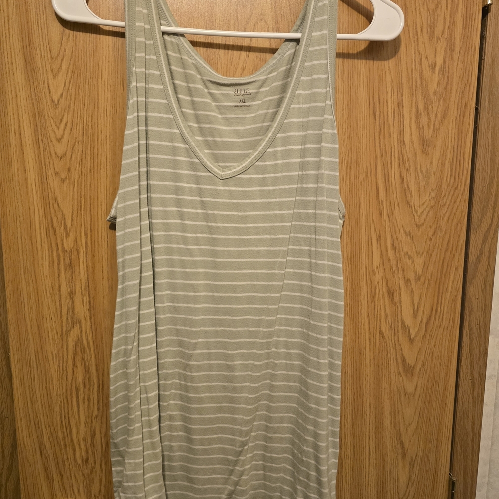 a.n.a Light Green/White Striped Tank Top